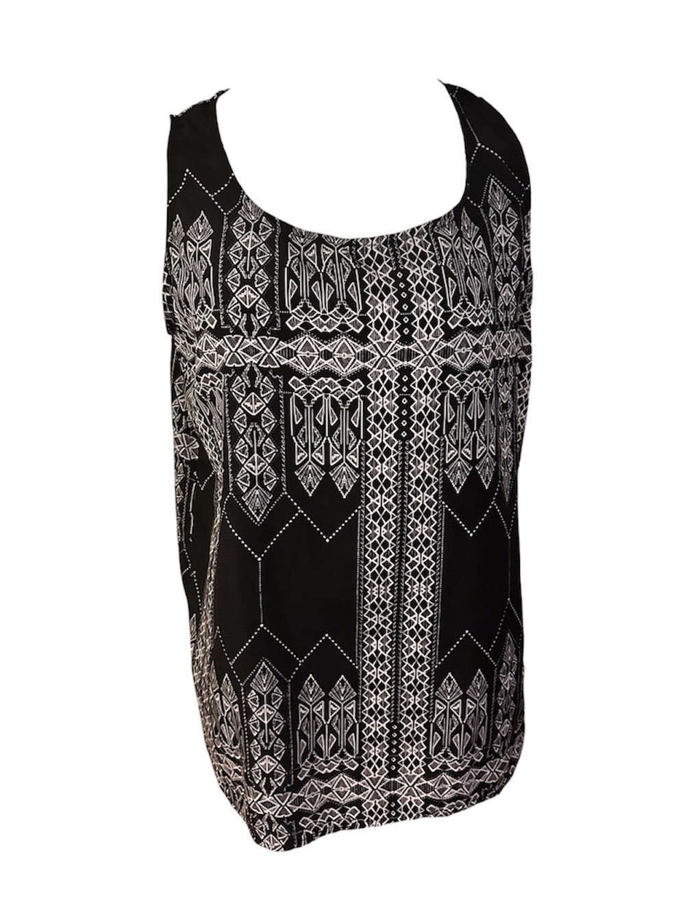 olive & oak semi sheer tribal printed neutral two tone size women’s large tank